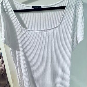 Elevated Women's Short Sleeve White Ribbed Tee from Nordstrom - XXL